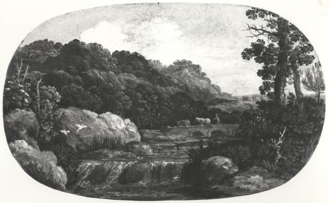 A. Villani e Figli — Berrettini Pietro - sec. XVII - Paesaggio con fiume e uccelli — insieme